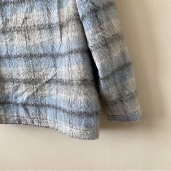 Topshop- Check Button Down Fuzzy Shacket - Picture 10 of 12